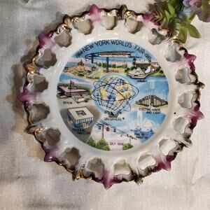 VINTAGE 1961 1964 New York WORLDs FAIR souvenir 8" plate dish UNISPHERE US Steel